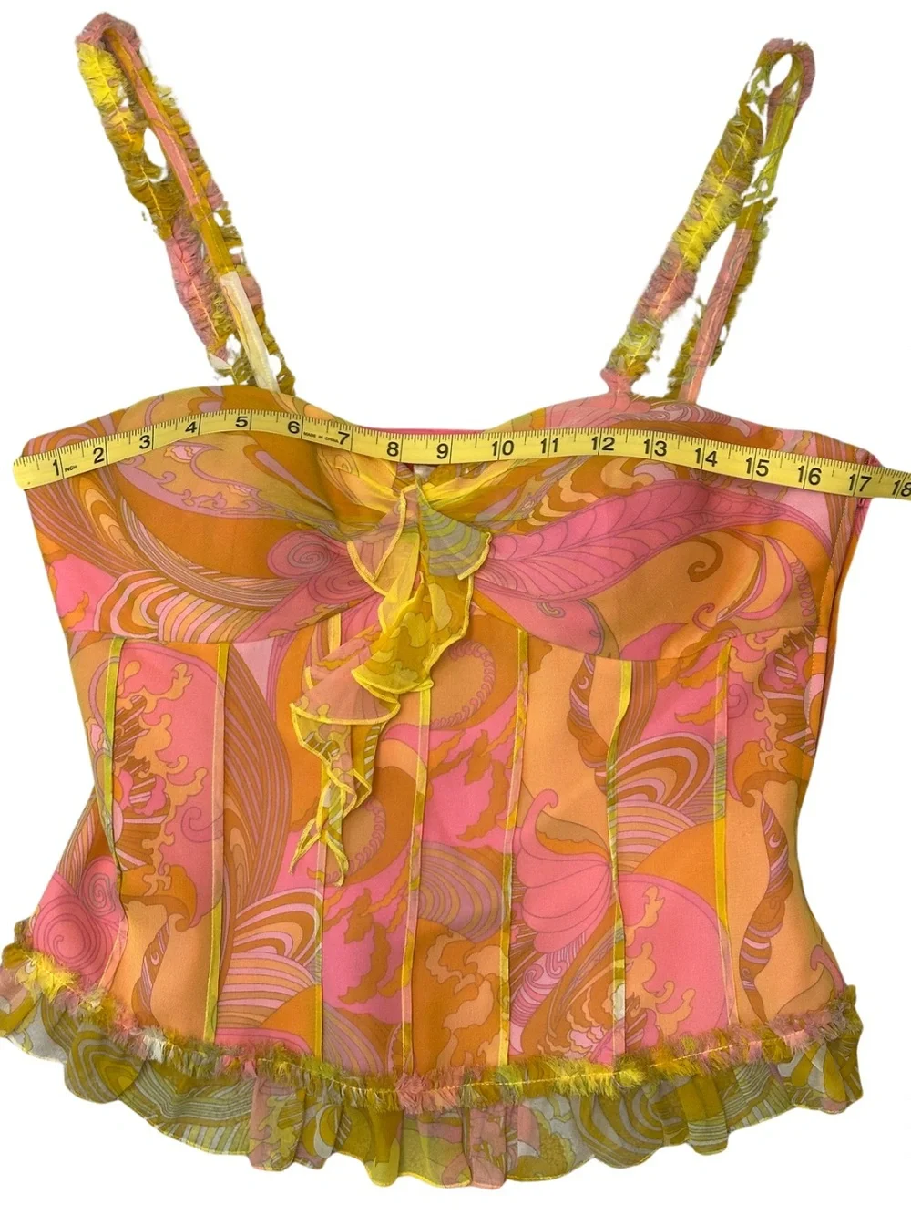 Vintage Liz Elana 100% Silk Ruffle Corset Top - Y2K Fairycore Size 10 - Picture 10 of 13